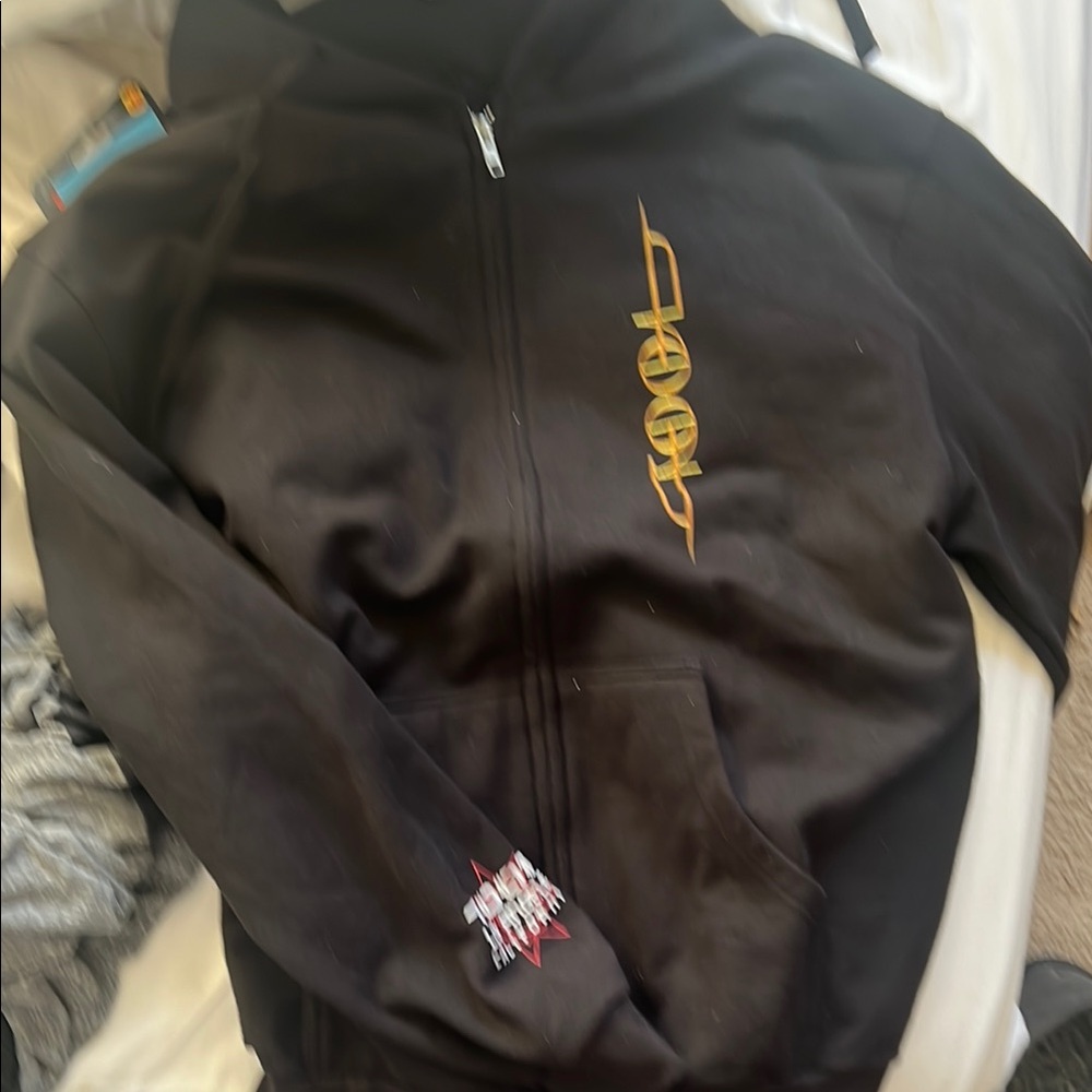 Black Hoodie with Gold Graphic